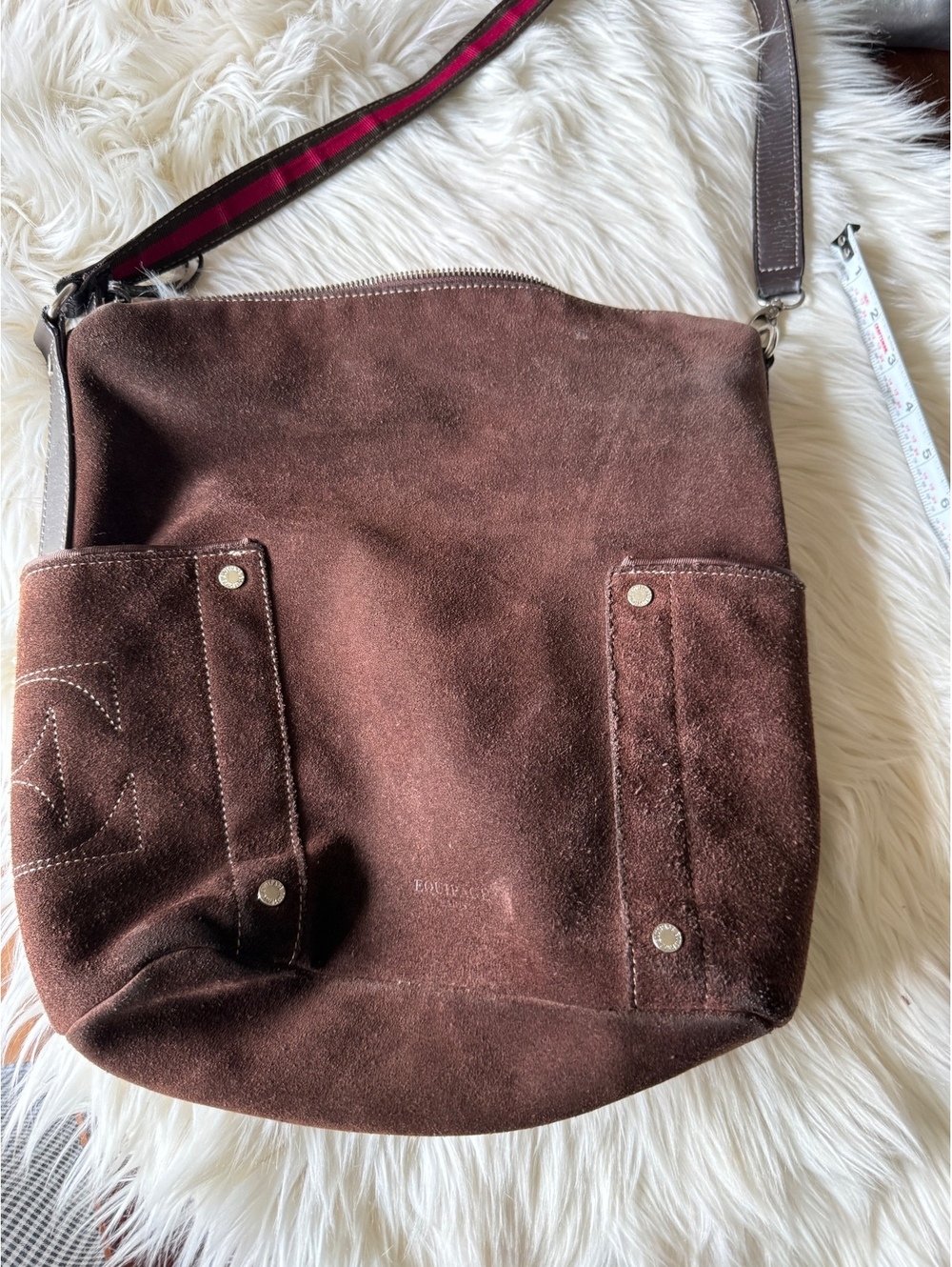 Equipage Brown Suede Crossbody Bag with Adjustable Strap